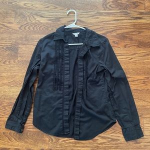 Calvin Klein Black Button Down with Ruffle Detailing